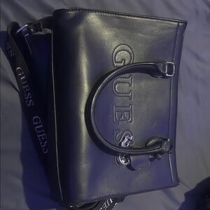 GUESS Midnight Black Leather Tote